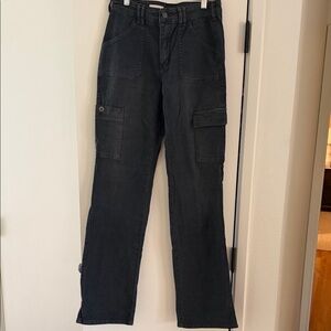 Pilcro Black Cargo Pocket Straight-Leg Pants Size 26 Anthropologie